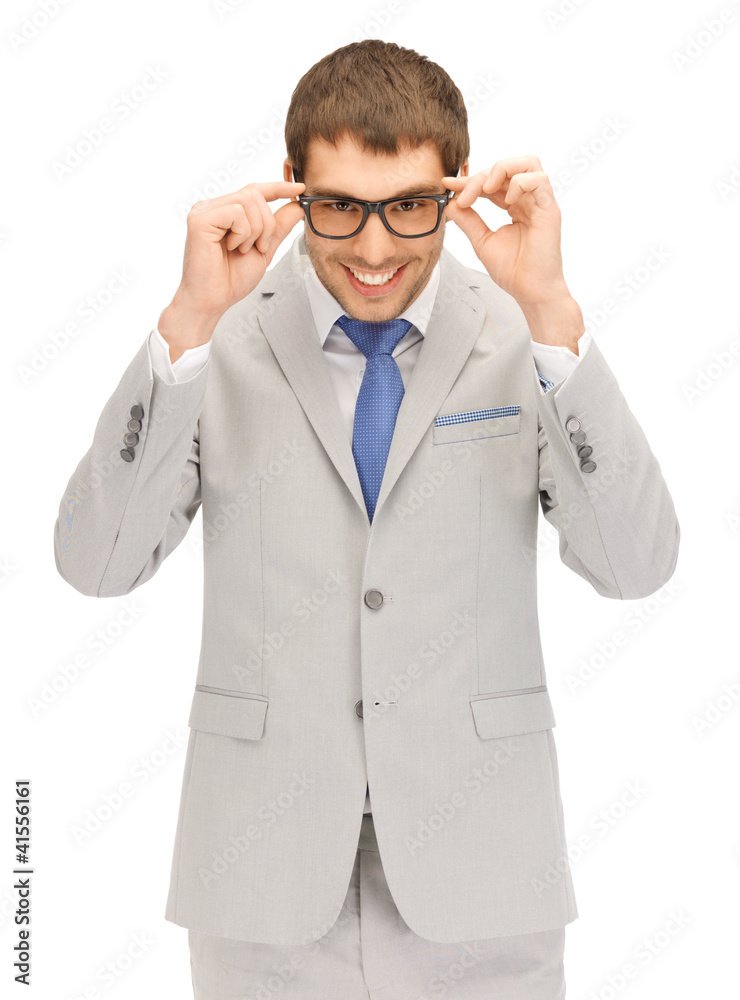 happy businessman in spectacles happy businessman in spectacles