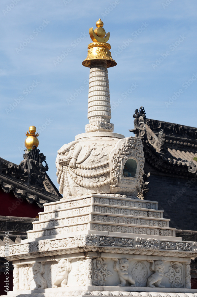 White tower in a Tibetan lamasery