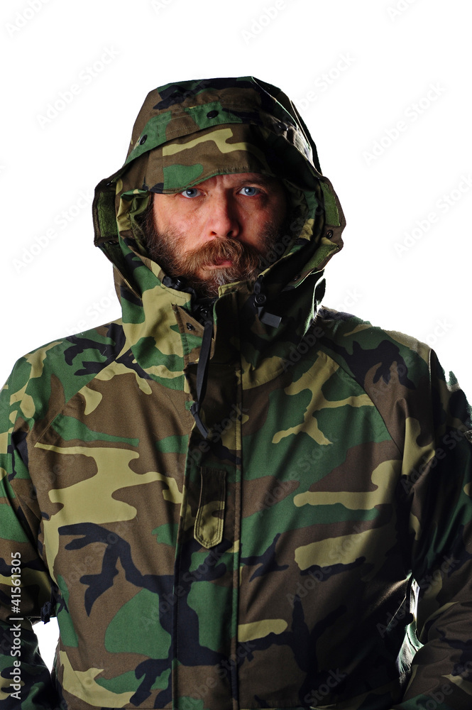 Man in camouglage jacket