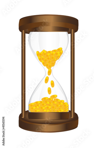 hourglass with coins