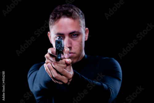 Man aiming a gun
