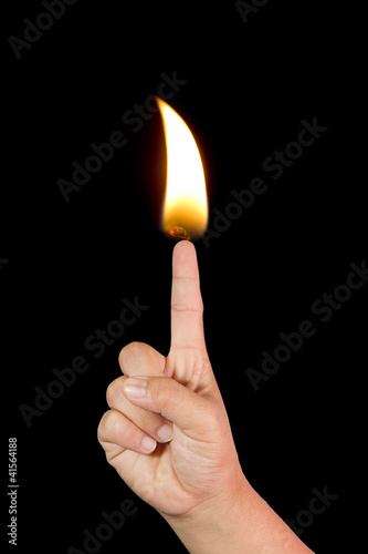 Flames on the fingers.