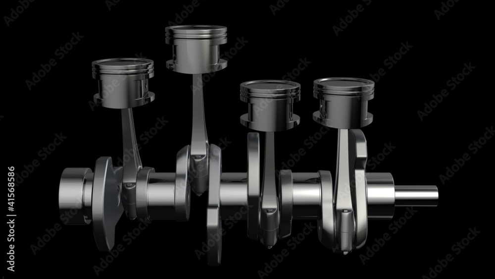 Engine pistons on a crankshaft, isolated,with clipping path Engine pistons on a crankshaft, isolated,with clipping path