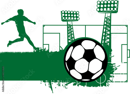 Football ball and player abstract, vector illustration