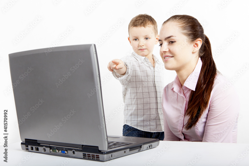 boy and laptop. New technology of education. boy and laptop. New technology of education.