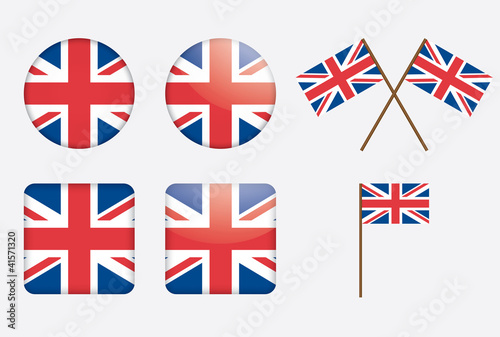 badges with United Kingdom flag vector illustration