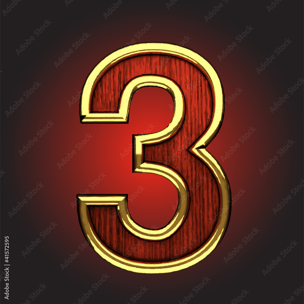 Vector golden figure with red wood Vector golden figure with red wood