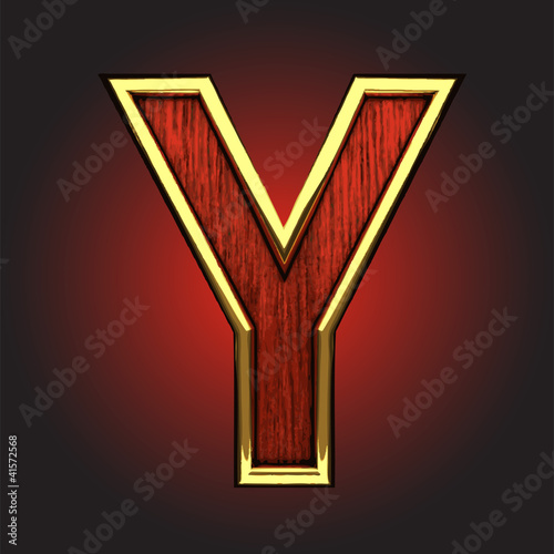 Vector golden figure with red wood