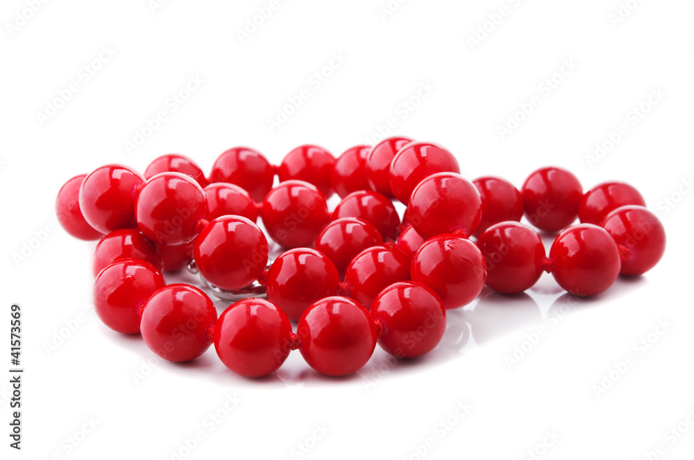 red beads isolated red beads isolated