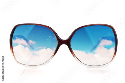 sun-glasses with the reflections of the sky