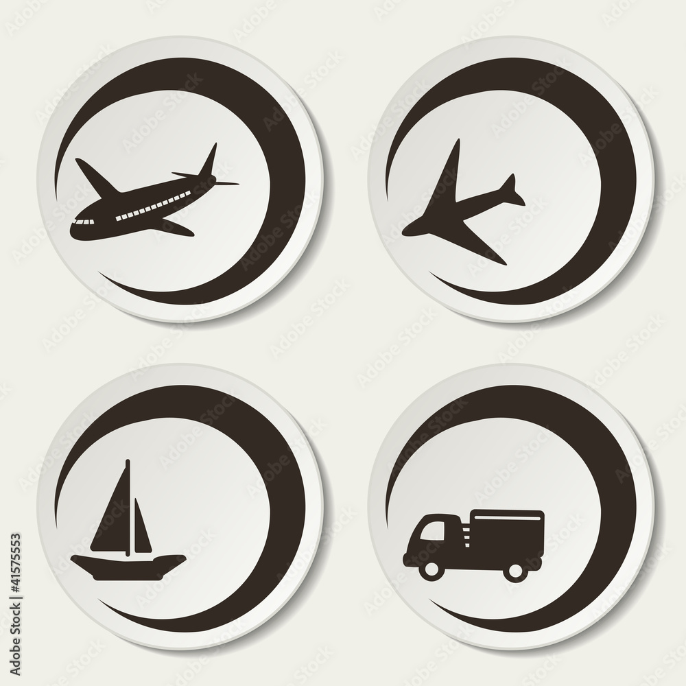 Vector shipping symbols - car, ship, plane Vector shipping symbols - car, ship, plane