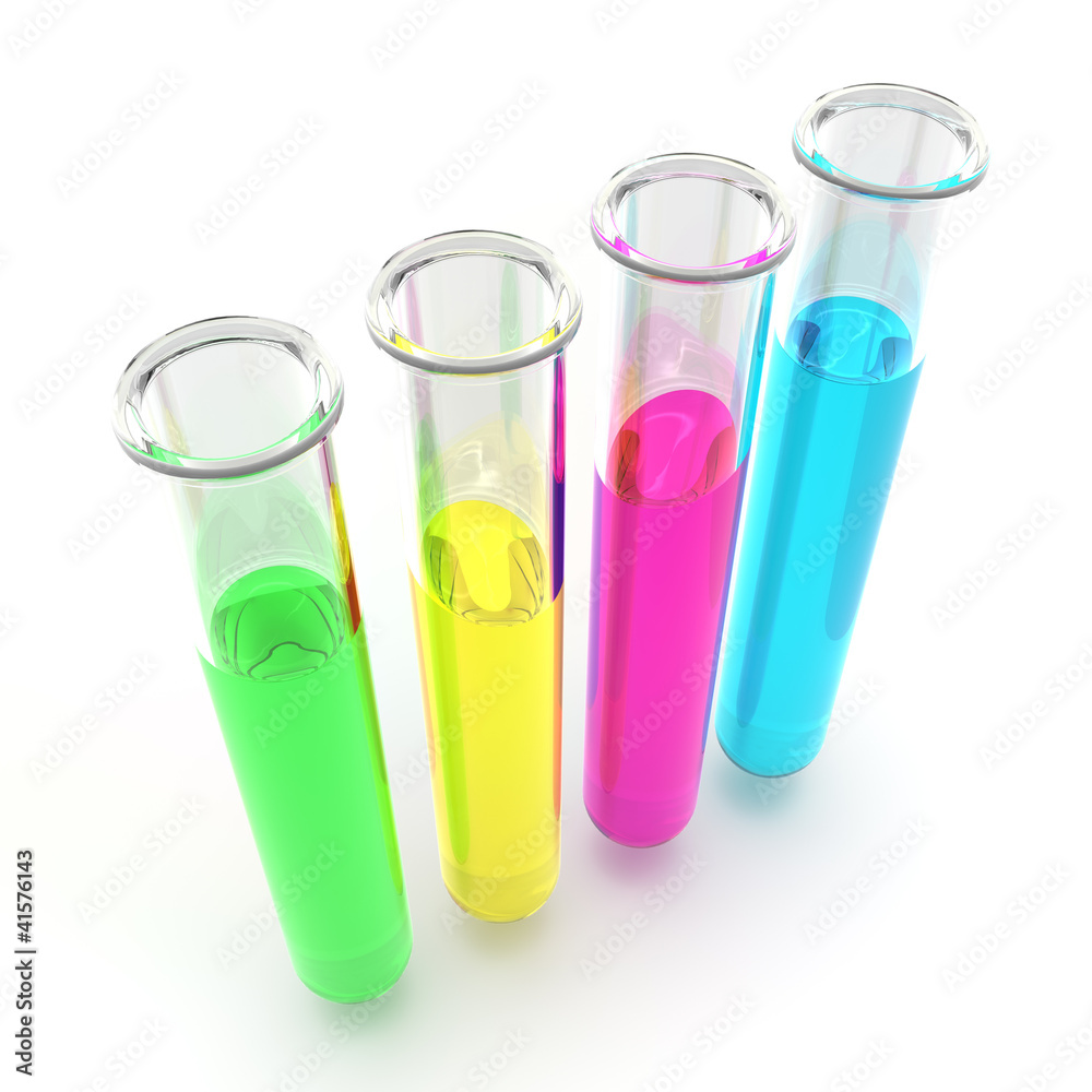 TestTubesAndColorfulWaterTopView TestTubesAndColorfulWaterTopView