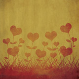 Heart flower on grunge background