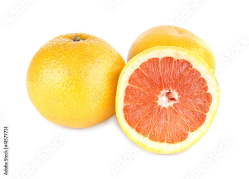 Fresh juicy grapefruits, isolated on white background