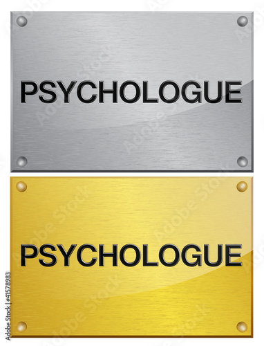 plaque en métal brossé doré : psychologue
