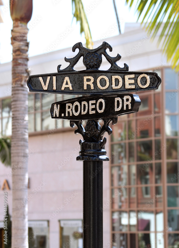 rodeo drive street sign in beverly hills los angeles Stock Photo