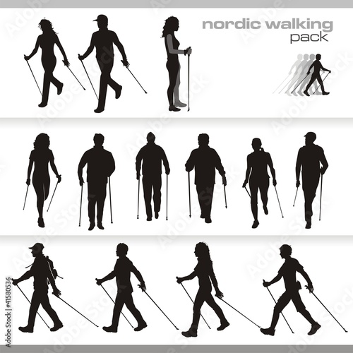 nordic walking vector silhouette © emiliodesign