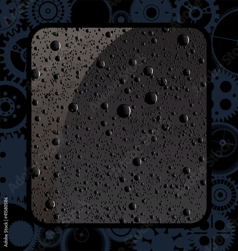 Abstract gear background with black water drops