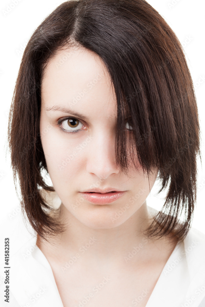 Fototapeta premium Serious Brunette Looking at Camera