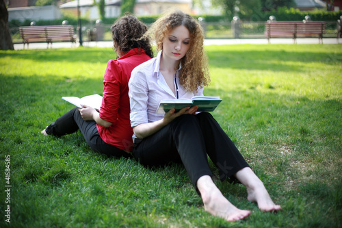 student learning in the park