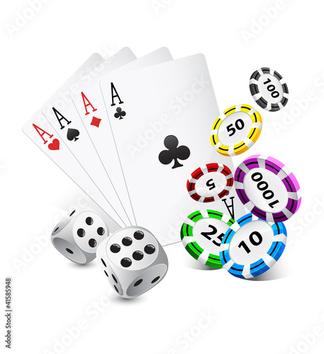 playing cards  casino chips and dice