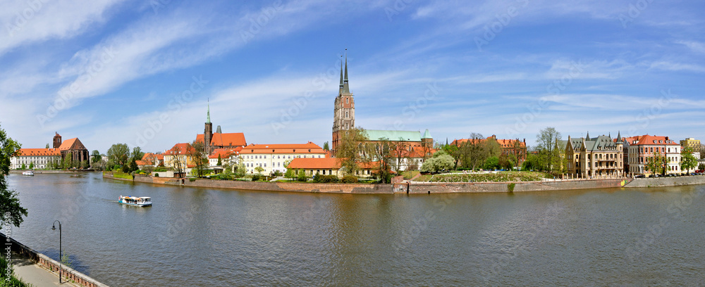 Obraz premium Wrocław, Ostrów Tumski - Stitched Panorama