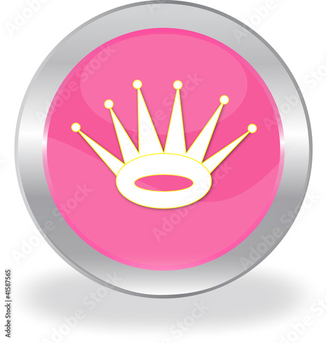 The pink button with white crown