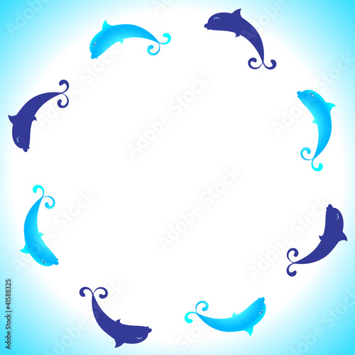 The vector dolphins distributed around.