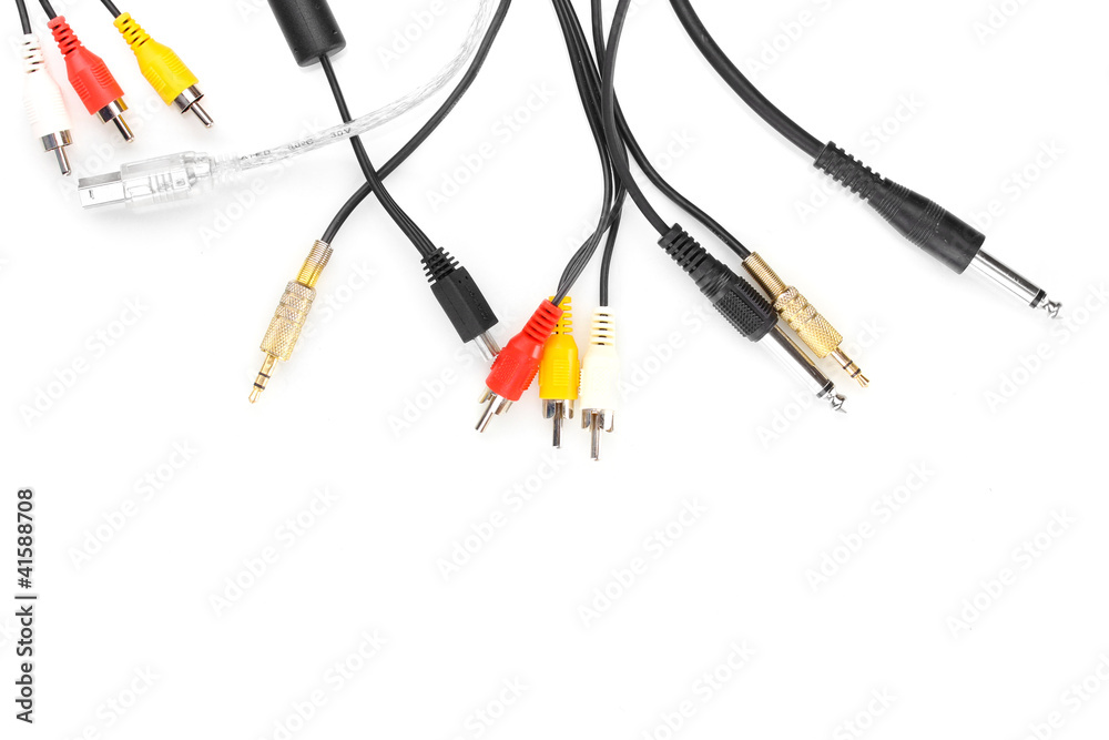 Audio and video jacks isolated on white Audio and video jacks isolated on white