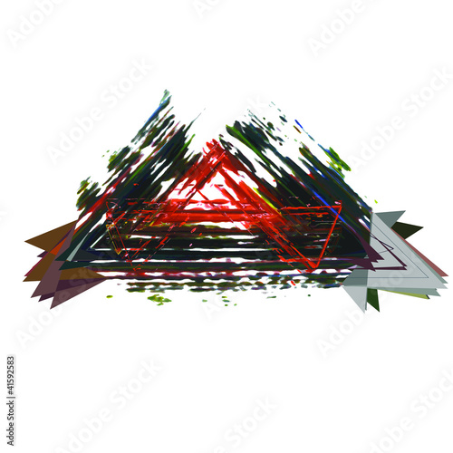 Black, gray and red triangle abstract paint illustration