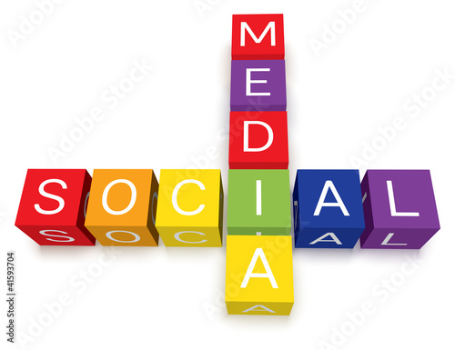 Vector colorful social media crossword puzzle blocks