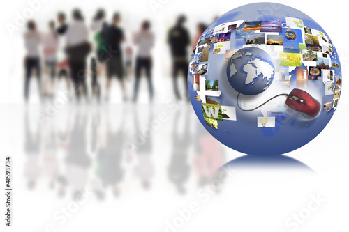 business people team with world map