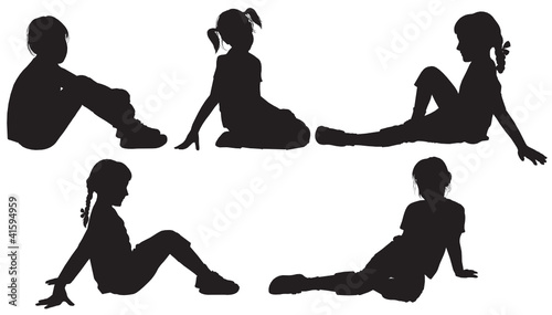 Silhouettes of sitting girls