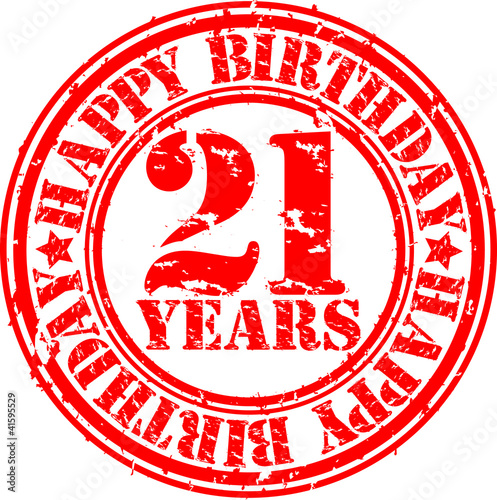 21 years happy birthday rubber stamp