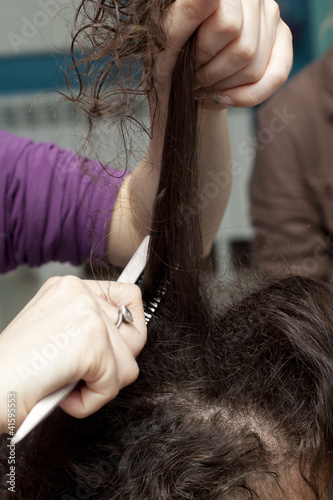Woman at hairdressing