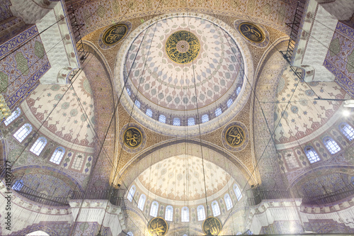 Photography Decorated ceiling of Yeni Cami (New Mosque) in Istanbul, Turkey