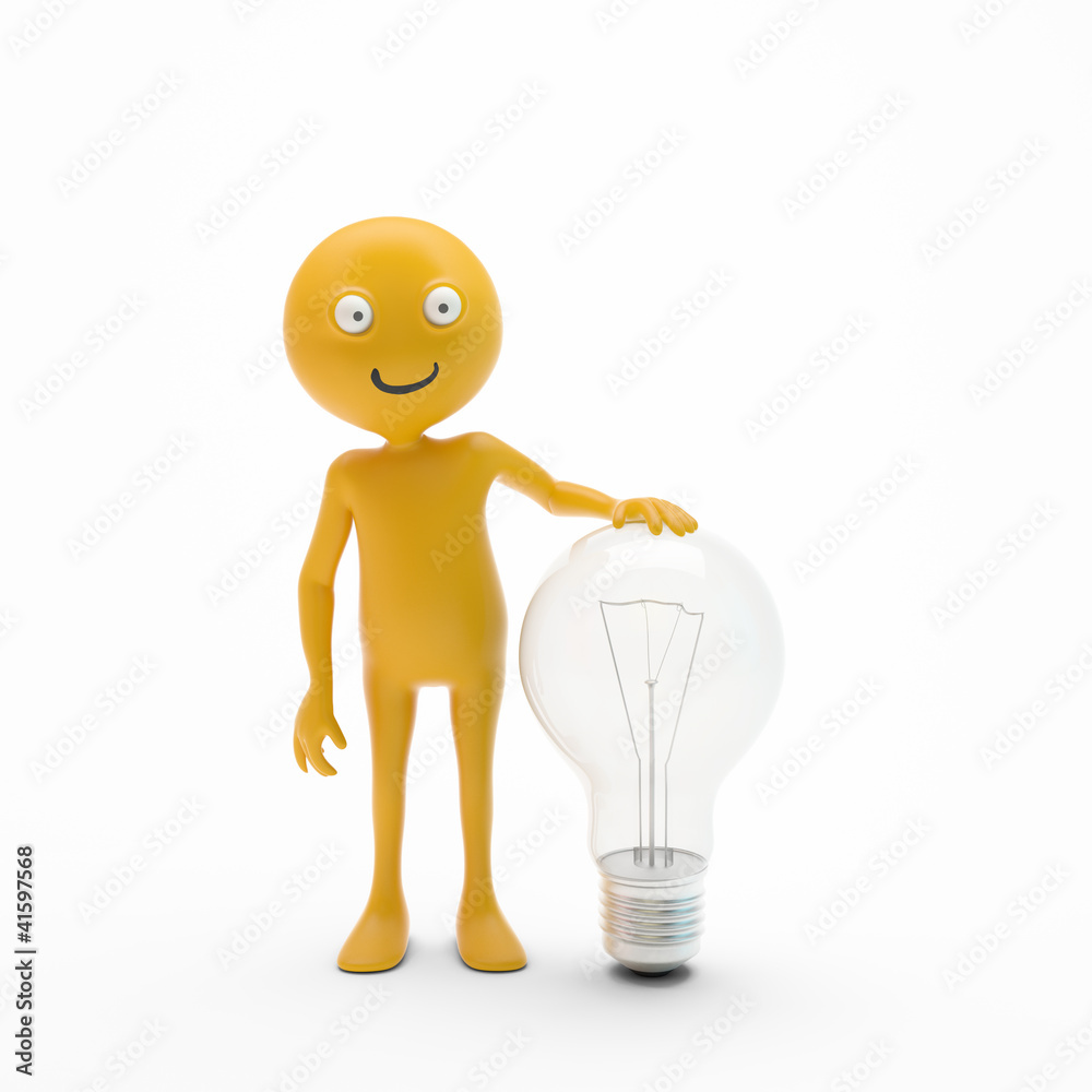 character smiley with a light bulb character smiley with a light bulb
