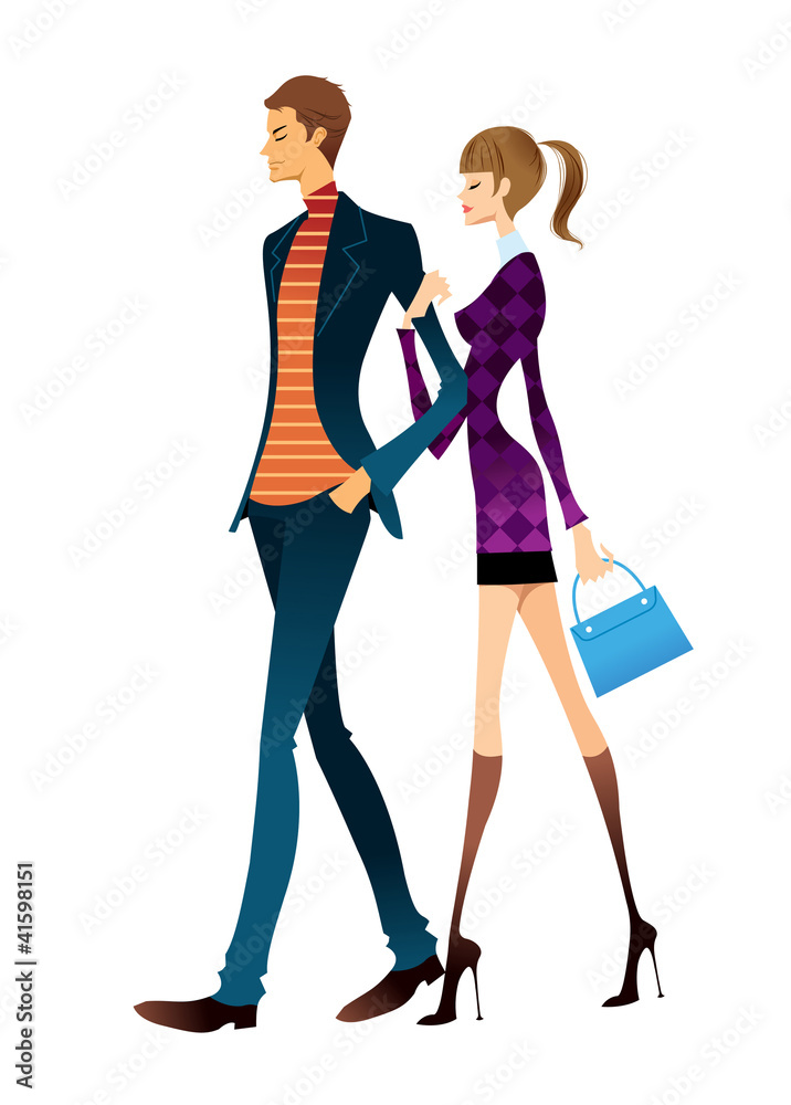 Fototapeta premium Young couple walking