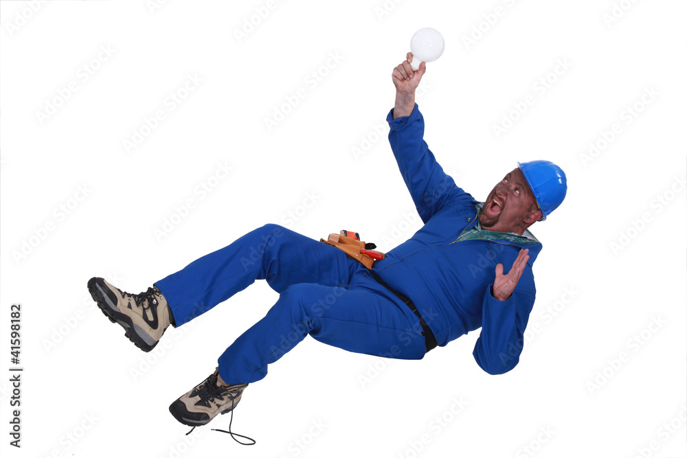 Scared builder free-falling Scared builder free-falling
