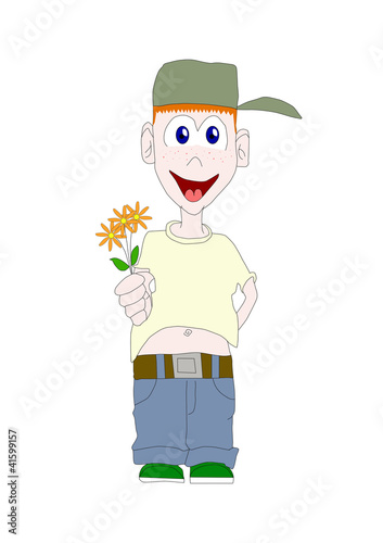 Boy With Flowers