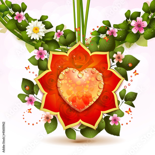 Heart with flowers
