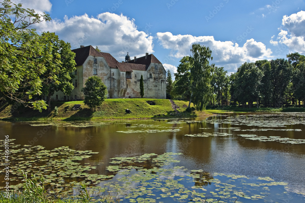 View at the medieval castle of Jaunpils, Latvia.