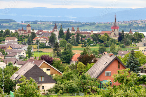 Obraz na płótnie Murten old town and castle, Switzerland w salonie
