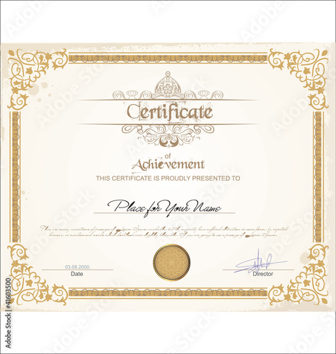 Vector illustration of detailed gold cerificate