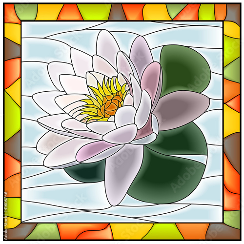 Fototapeta Naklejka Na Ścianę i Meble -  Vector illustration of flower white water lily.