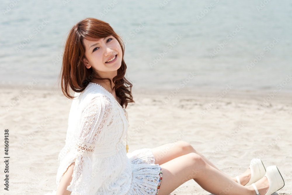Beautiful young woman on beach summer holiday. Portrait of asian Beautiful young woman on beach summer holiday. Portrait of asian