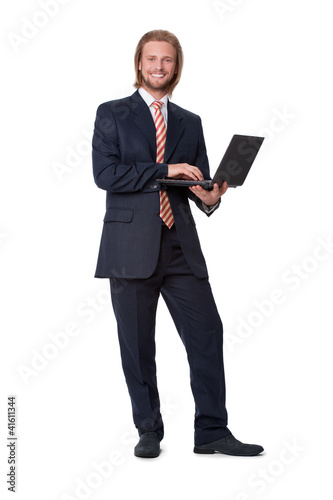 Young businessman with digital touch tablet