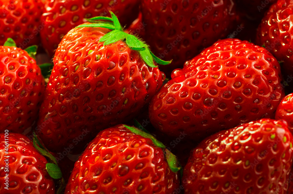 Wet Fresh Ripe Strawberries Full Frame Background Wet Fresh Ripe Strawberries Full Frame Background