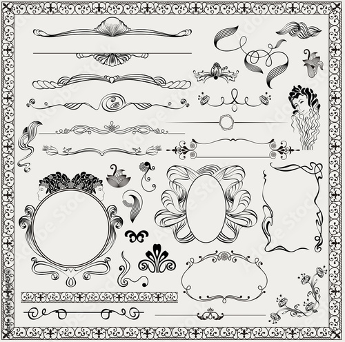 vector set design elements and page decoration. photo