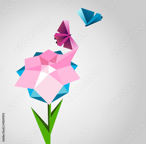 Abstract background. Flower is transformed to butterfly.